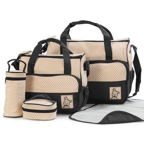 5 Pieces  Set Of Baby Diaper Bag Multifunction Suitable For Mother Baby Bottle Holder Mother Mother Microphone Cart Pregnant W