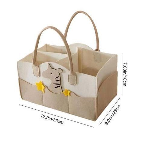 Baby Diaper Storage Bag Multifunctional Childcare Portable Felt Tote Bag With Divided Design To Keep Items Organized For