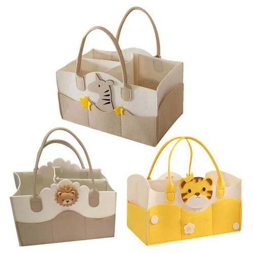 Baby Diaper Storage Bag Multifunctional Childcare Portable Felt Tote Bag With Divided Design To Keep Items Organized For