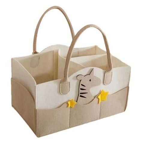Baby Diaper Storage Bag Multifunctional Childcare Portable Felt Tote Bag With Divided Design To Keep Items Organized For
