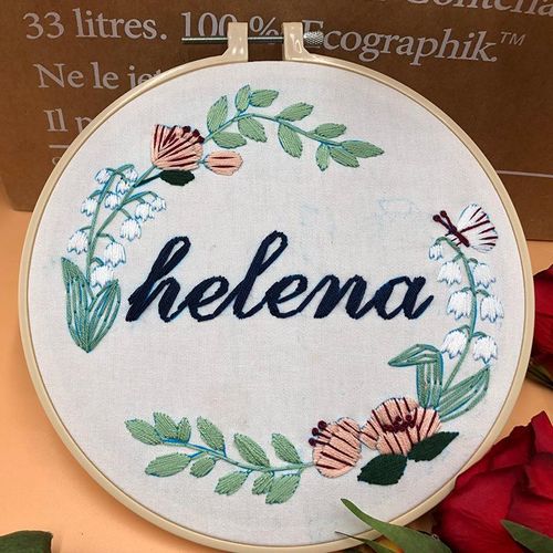 Creative Diy Beginner Embroidery Kit Fabric Threads Material Bag Artistic Floral Plant Letters Sewing Needlework Tools With Hoop