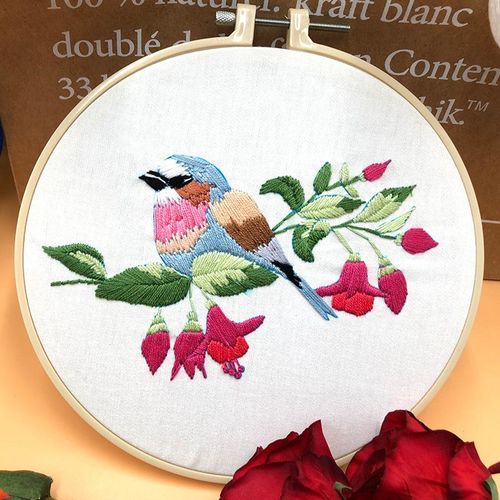 Creative Diy Beginner Embroidery Kit Fabric Threads Material Bag Artistic Floral Plant Letters Sewing Needlework Tools With Hoop