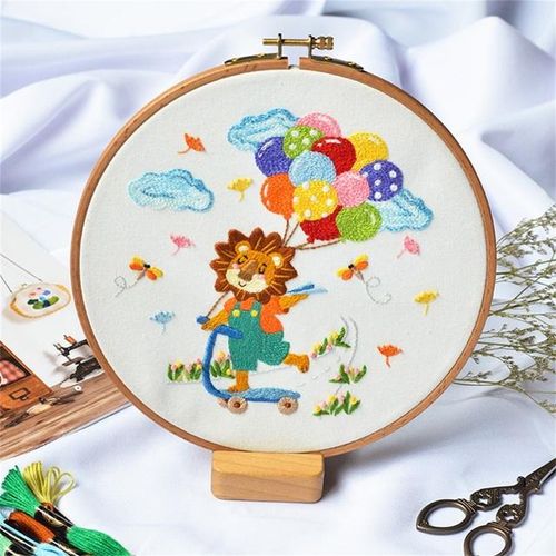 Beginner Embroidery Kits Cartoon Pattern Diy Embroidered Material Set Hand Needlework Craft Kit Needle Arts Cross Stitch Decor