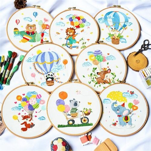 Beginner Embroidery Kits Cartoon Pattern Diy Embroidered Material Set Hand Needlework Craft Kit Needle Arts Cross Stitch Decor