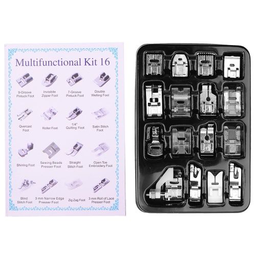 Sewing Machine Presser Feet Set 16PCS Professional Sewing Crafting Presser Foot Feet for Janome Brother Singer Sewing Machine Parts & Accessories Blind Stitch Darning Presser Feet Kit NO5116