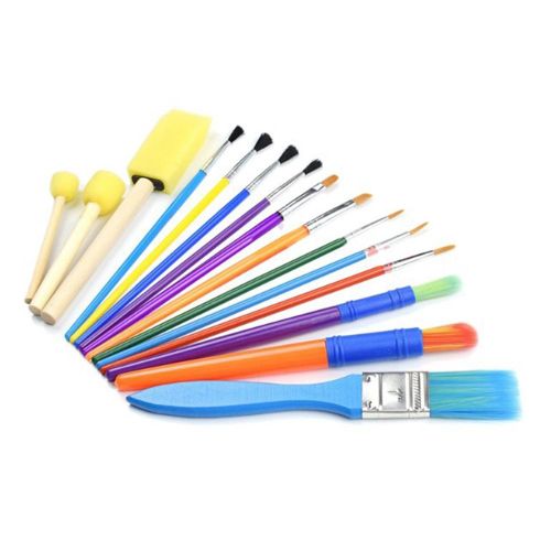 16PCS Children Paintbrushes Washable Paint Brushes Sponge Painting Brush Set for Toddler Kids Early DIY Learning Toys Finger Paints sponges Art Supplies Gifts for Acrylic Crafts Rock Tempera Paints NO5138