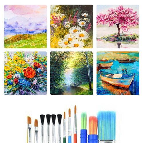 16PCS Children Paintbrushes Washable Paint Brushes Sponge Painting Brush Set for Toddler Kids Early DIY Learning Toys Finger Paints sponges Art Supplies Gifts for Acrylic Crafts Rock Tempera Paints NO5138