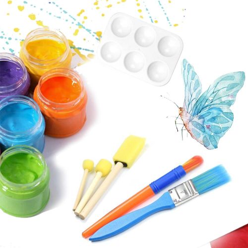 16PCS Children Paintbrushes Washable Paint Brushes Sponge Painting Brush Set for Toddler Kids Early DIY Learning Toys Finger Paints sponges Art Supplies Gifts for Acrylic Crafts Rock Tempera Paints NO5138
