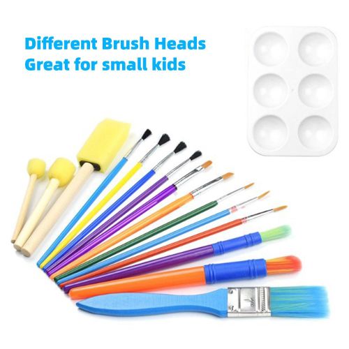 16PCS Children Paintbrushes Washable Paint Brushes Sponge Painting Brush Set for Toddler Kids Early DIY Learning Toys Finger Paints sponges Art Supplies Gifts for Acrylic Crafts Rock Tempera Paints NO5138