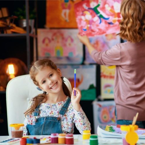16PCS Children Paintbrushes Washable Paint Brushes Sponge Painting Brush Set for Toddler Kids Early DIY Learning Toys Finger Paints sponges Art Supplies Gifts for Acrylic Crafts Rock Tempera Paints NO5138