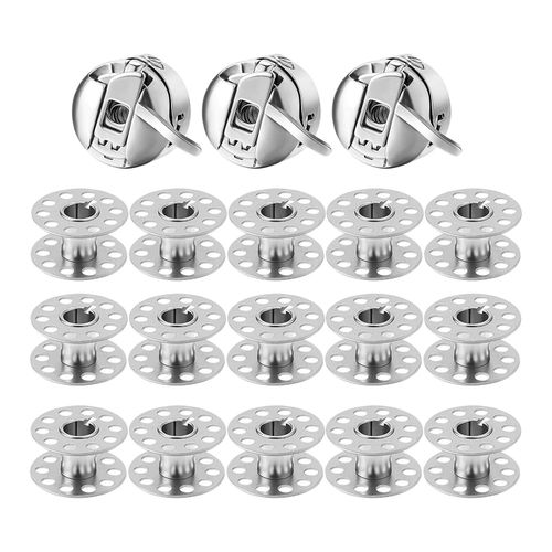 18Pcs SEWING MACHINE BOBBINS METAL BOBBINS CASES FIT FOR SINGER SEWING