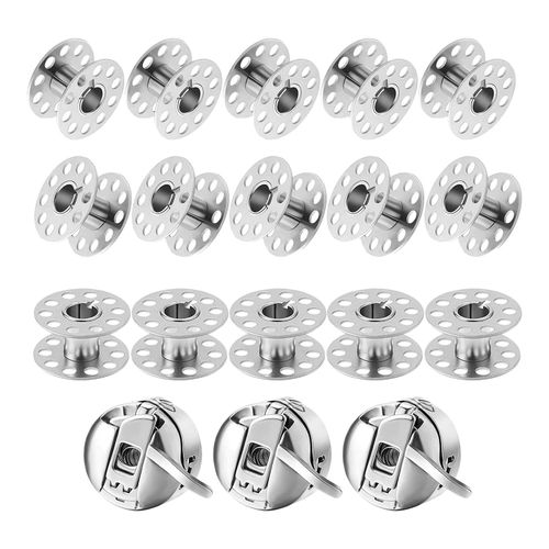 18Pcs SEWING MACHINE BOBBINS METAL BOBBINS CASES FIT FOR SINGER SEWING