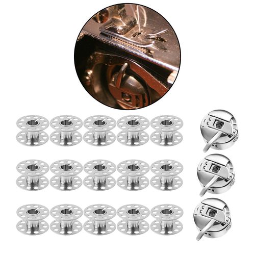 18Pcs SEWING MACHINE BOBBINS METAL BOBBINS CASES FIT FOR SINGER SEWING