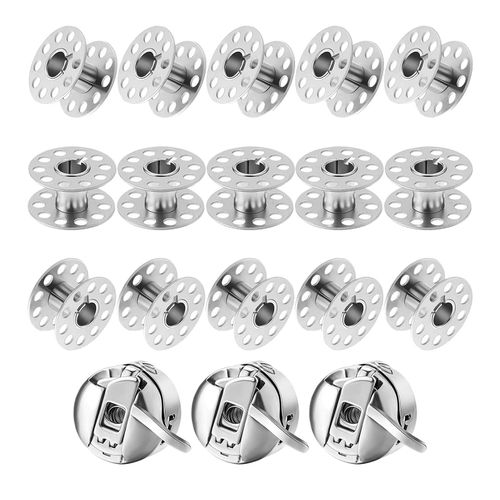 18Pcs SEWING MACHINE BOBBINS METAL BOBBINS CASES FIT FOR SINGER SEWING