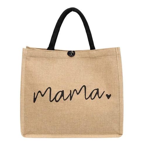 Women Large Capacity Tote Bag Mama Letter Printing Casual Fashion Linen Handbag Shopping Shoulder Bag Mother’s Day Gifts For Mom