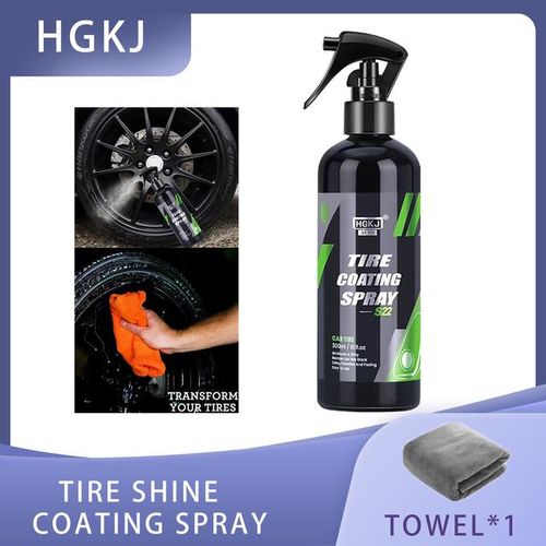 HGKJ S22 Car Tyre Gloss Coating Spray Hydrophobic Sealant Wax Tire Blackening Refurbishing Agent Tire Care Spray Auto Detailing-300ml_Dark Grey