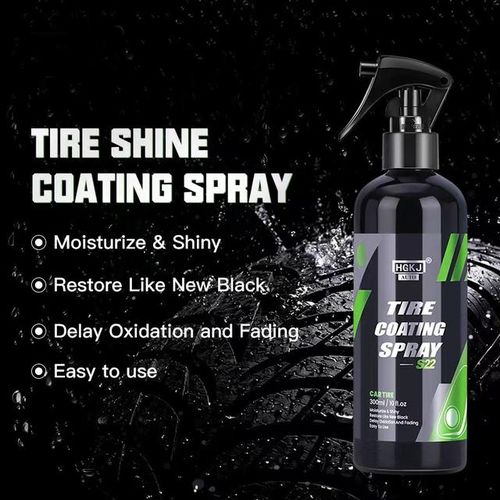 HGKJ S22 Car Tyre Gloss Coating Spray Hydrophobic Sealant Wax Tire Blackening Refurbishing Agent Tire Care Spray Auto Detailing-300ml_Dark Grey