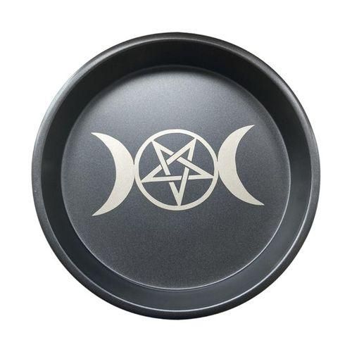 Steel Astrology Moon Star Phase Candlestick Table Altar Plate White