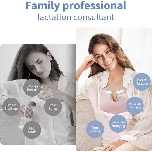 Wearable Breast Pumps 12 Levels & 3 Modes Electric Wireless Breastpump BPA Free with LCD Display Portable Mother Milk