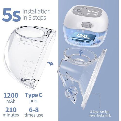 Wearable Breast Pumps 12 Levels & 3 Modes Electric Wireless Breastpump BPA Free with LCD Display Portable Mother Milk