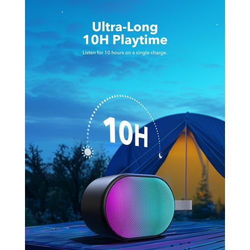 Anker Soundcore Pyro Mini Portable Bluetooth Wireless Speaker with Full-Body Light Show, 6W, 10H Playtime, TWS Pairing, RGB Lights, AUX-In, Card Slot, USB-C, Bluetooth 5.3 - Black