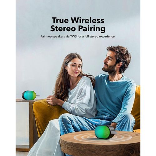Anker Soundcore Pyro Mini Portable Bluetooth Wireless Speaker with Full-Body Light Show, 6W, 10H Playtime, TWS Pairing, RGB Lights, AUX-In, Card Slot, USB-C, Bluetooth 5.3 - Black
