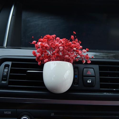 Small Bouquet Dried Eternal Flowers Car Interior Air Outlet Fragrance Clip Car Decoration Ornaments-Purple_Gold