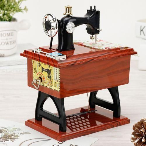 Mini Sewing Machine Music Box Retro Classical Treadle Sewing