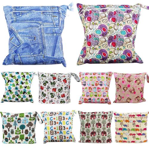 Baby Protable Nappy Reusable Washable Wet Dry Cloth Zipper Waterproof Diaper Storage Bag,Default NO5245
