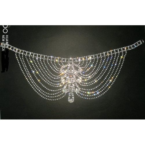 Bridal Headpiece Crystal Rhinestone Chain Flapper Cap Wedding Hair Accessories Party Backside Forehead Band Piece Jewelry