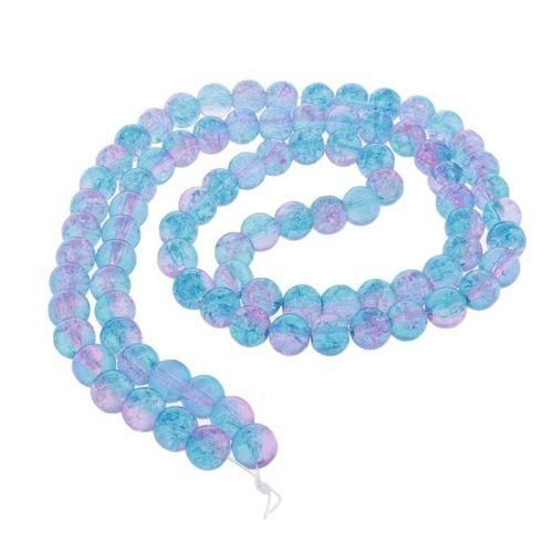 100pcs Ice Crack Crystal Glass Lambwork Beads For Pink And Light Blue