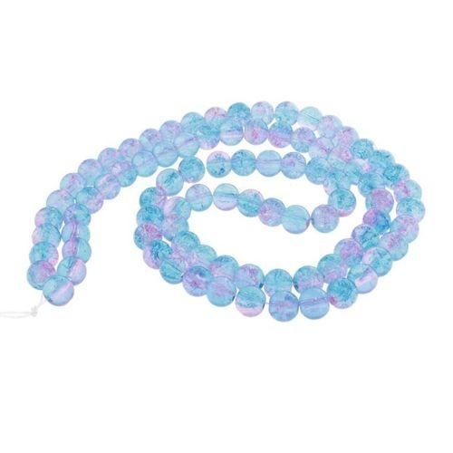 100pcs Ice Crack Crystal Glass Lambwork Beads For Pink And Light Blue