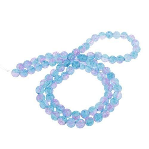 100pcs Ice Crack Crystal Glass Lambwork Beads For Pink And Light Blue