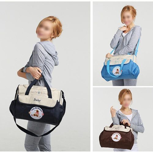 5 Piece Cute Diaper Bag Set Waterproof Large Diaper Bag Tote Travel Mommy Bag for Hospital 2 Kids with Lunch Bag Bottle Bag Urine Pad
