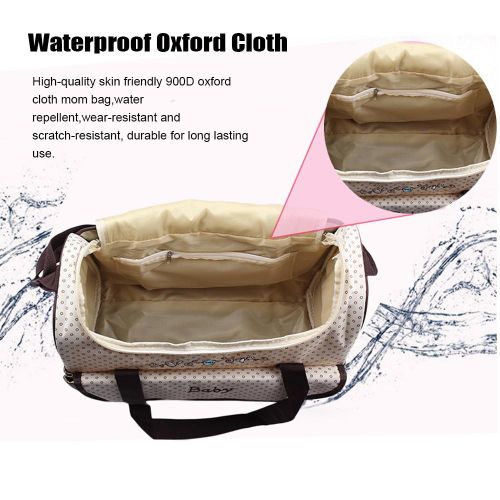 5 Piece Cute Diaper Bag Set Waterproof Large Diaper Bag Tote Travel Mommy Bag for Hospital 2 Kids with Lunch Bag Bottle Bag Urine Pad