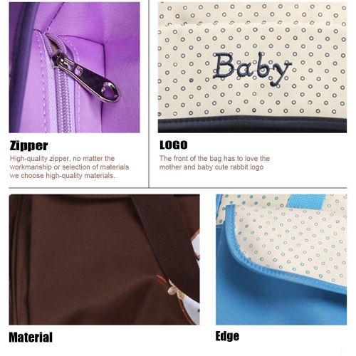 5 Piece Cute Diaper Bag Set Waterproof Large Diaper Bag Tote Travel Mommy Bag for Hospital 2 Kids with Lunch Bag Bottle Bag Urine Pad