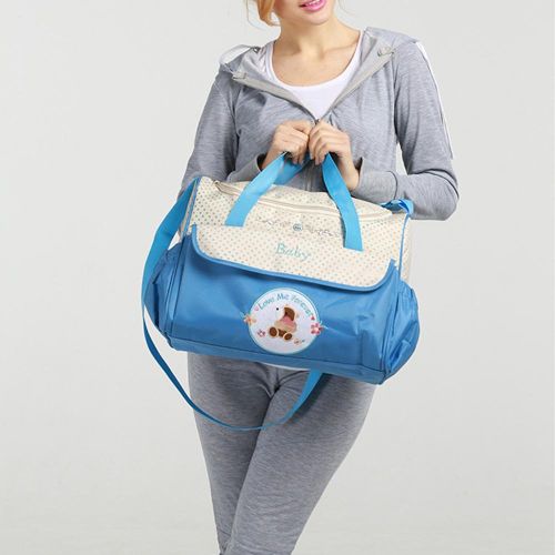 5 Piece Cute Diaper Bag Set Waterproof Large Diaper Bag Tote Travel Mommy Bag for Hospital 2 Kids with Lunch Bag Bottle Bag Urine Pad