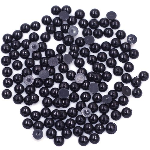 100-1000Pcs Resin Imitation Flatback Pearl Bead Black