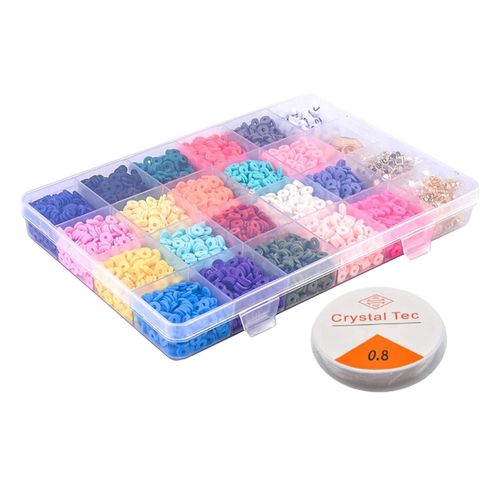 4800 Pcs Clay  Beads Flat Beads Kit for Bracelets Necklace Handmade