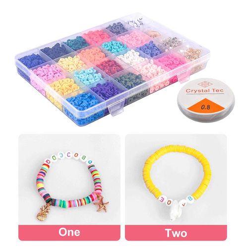 4800 Pcs Clay  Beads Flat Beads Kit for Bracelets Necklace Handmade