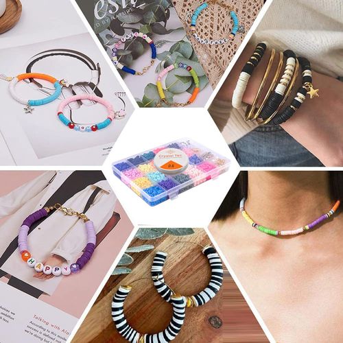4800 Pcs Clay  Beads Flat Beads Kit for Bracelets Necklace Handmade
