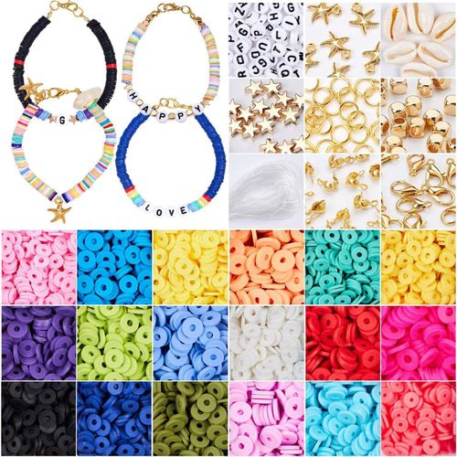 4800 Pcs Clay  Beads Flat Beads Kit for Bracelets Necklace Handmade