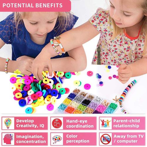 4800 Pcs Clay  Beads Flat Beads Kit for Bracelets Necklace Handmade