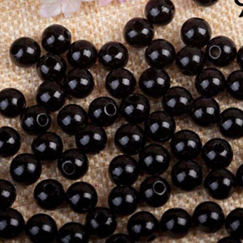 500pcs 6mm Round ABS Plastic Imitation Pearls Jewelry Findings Black