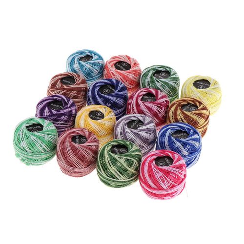 16 Pcs Crochet Thread Multi Coloured- Cotton Thread Balls - Crochet