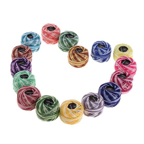 16 Pcs Crochet Thread Multi Coloured- Cotton Thread Balls - Crochet