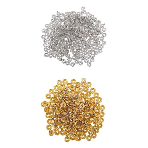 Prettyia 500 Pcs Crystal Rhinestone Rondelle Spacer Bead DIY Jewelry