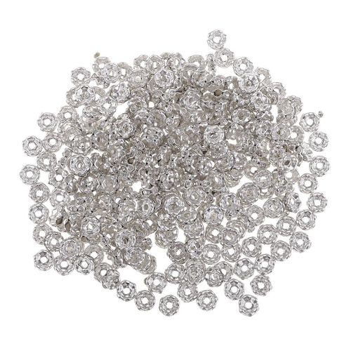 Prettyia 500 Pcs Crystal Rhinestone Rondelle Spacer Bead DIY Jewelry