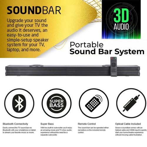 Portable Sound Bar System, LED Display,Deep Bass, Optical, HDMI & Coaxial Input Compatible With Mobile, TV, DVD, Home Theatre System, Tablet PC, Laptop, Computer & More-Black