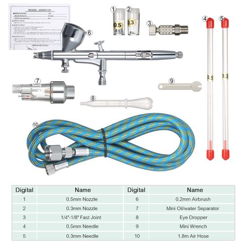 Kkmoon Professional Gravity Feed Airbrush Kit With 1.8m